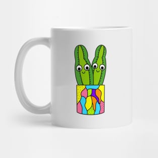 Cute Cactus Design #229: Cute Cacti In Colorful Abstract Pot Mug